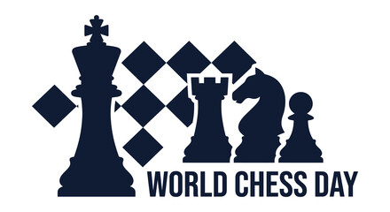 Chess Pieces Silhouette With Checkerboard Pattern A Dark Blue Vector Illustration chessmen rook knight © Amana Khan