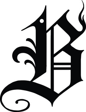Black letter b gothic calligraphy style font design Vector