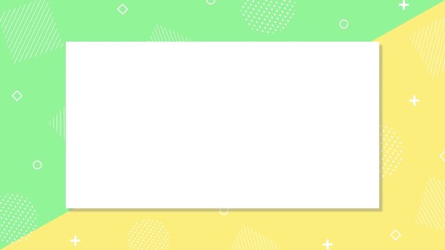 cute and pop background frame featuring colorful Memphis-style geometric patterns