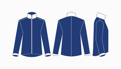 Blue Zip Up Jacket Vector Technical Drawing © revpy