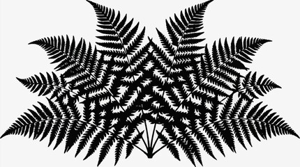 Detailed black and white fern leaf illustration. © Berkah
