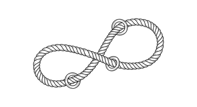 Detailed illustration of an infinity symbol made from a knotted rope, forming an elegant loop design.