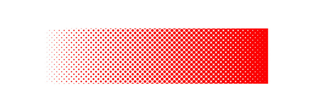 Red circular halftone pattern transitioning to whited