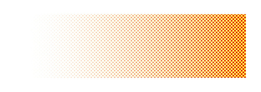 Red orange halftone gradient dots fading  with transparent background