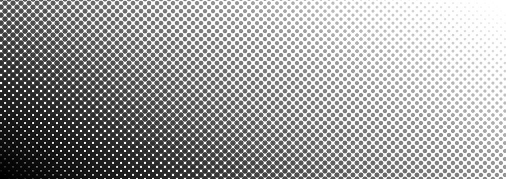 Monochrome halftone dot gradient pattern gradually fading  with transparent background