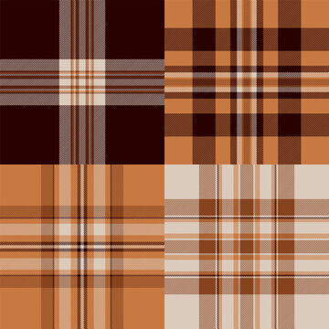 Plaid pattern set for casual fashion, picnic rugs, and alfresco accessories. Seamless vector patterns bring charm to lifestyle and design projects.