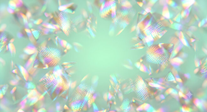ミントグリーンの抽象的背景と幻想的な光の粒子 Generative AI