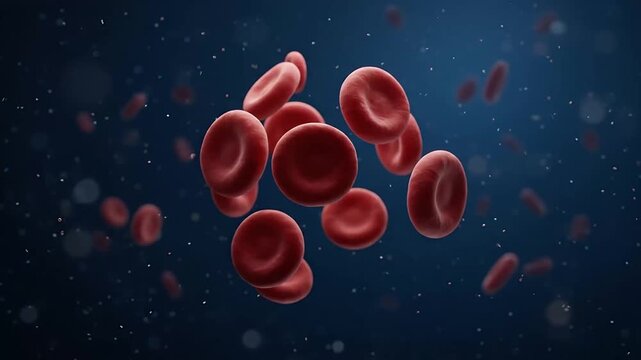 Dynamic visualization of red blood cells flowing through bloodstream in various angles and perspectives