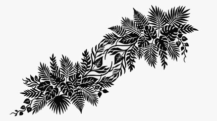 Elegant black and white fern leaf illustration. © Topan