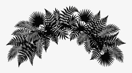 Elegant black and white fern leaf arrangement arch. © Topan