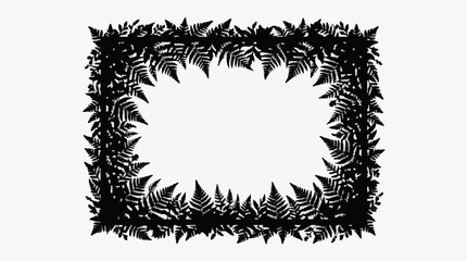 Elegant black fern leaf frame border design. © Peot