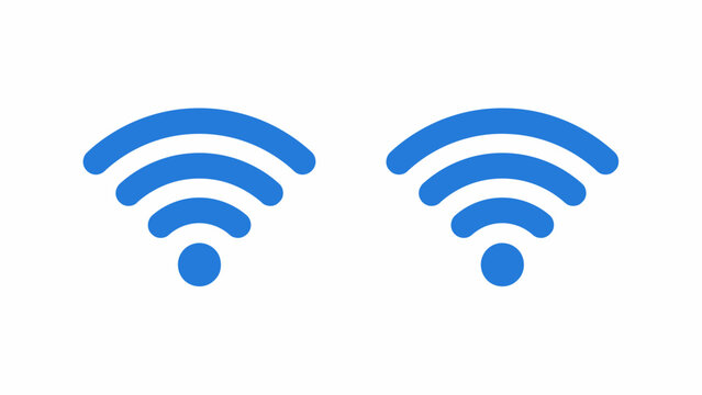 Blue WiFi signal icons on white background