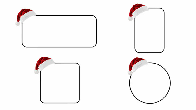 Christmas Santa hat frames for photo and text on white background