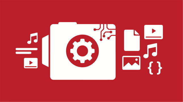 Generative AI Content Engine Transforming Inputs into Multiple Creative Output Formats &mdash; Minimal Flat Vector