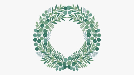 Hand painted green eucalyptus leaf wreath illustration. © Alisya