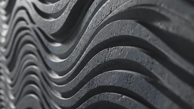 Architectural gray wave textured wall background.