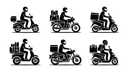 Black and white delivery riders on scooters and motorcycles © NasimaAktar