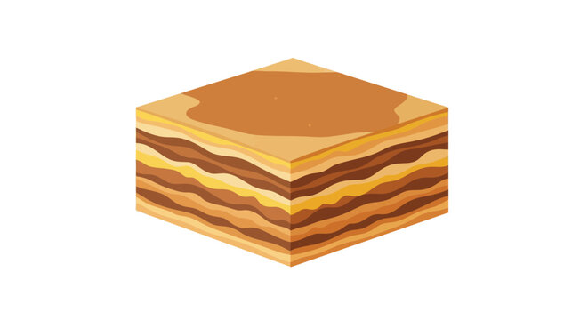 Cross-section of layered soil strata, geological cut, earth layers, brown and yellow earth textures.