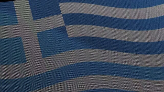 Greece Flag Digital Particle Waving Seamless Loop Animation on Black Background