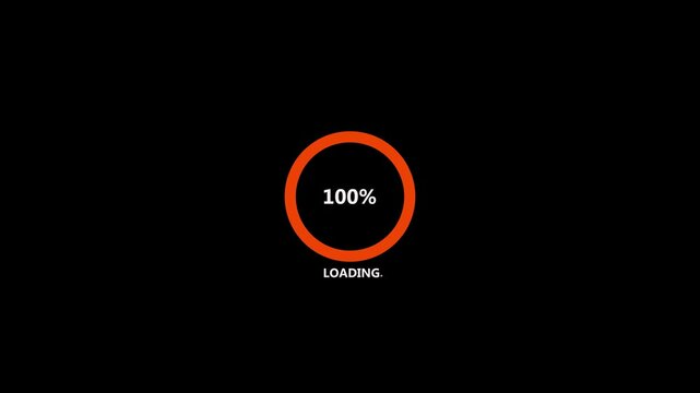 Orange loading circular progress bar percentage display a digital animation featuring a with an indicator showing eighty one percent on a black background circle indicator interface status web