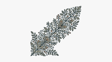 Intricate black and white fern leaf illustration. © Yami