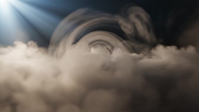 Soft white smoke swirling under a single light beam.