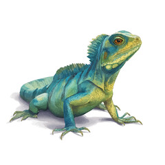 Fototapeta premium Basilisk, realistic watercolor artwork on white background