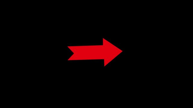 Bold bright red arrow pointing to the right on black background a towards the isolated on a background, representing progression and direction icon direction navigation forward button