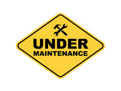 Under maintenance warning sign for website and app development, flat vector icon