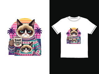 Grumpy cat on t shirt and print © ict