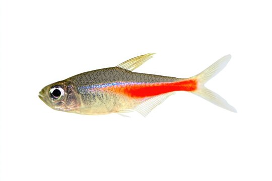 Colorful neon tetra fish isolated.