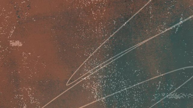 Abstract colored background with hand-drawn pencil lines and noise. Vintage looped pale rusty animation background.