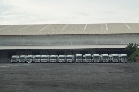 Truck and container in stock area
