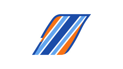 Obraz premium Blue and orange diagonal racing stripe parallelogram.