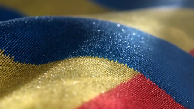Glittering Blue Yellow Red Fabric Texture with Sparkles for Elegant Design