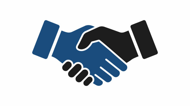 Illustration of two hands shaking, symbolizing agreement, partnership, and successful business deal.
