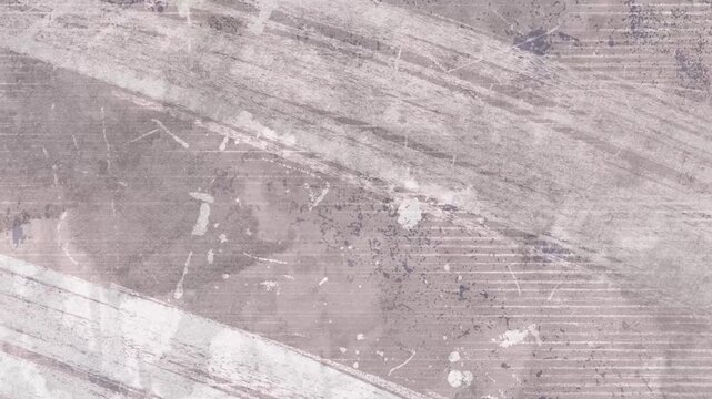 Abstract light vintage background with white pencil lines on uneven paper with scratches and spots .  Looped background with texture animation.