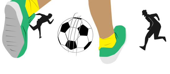 Football match concept with players feet, ball, and silhouettes © dwi