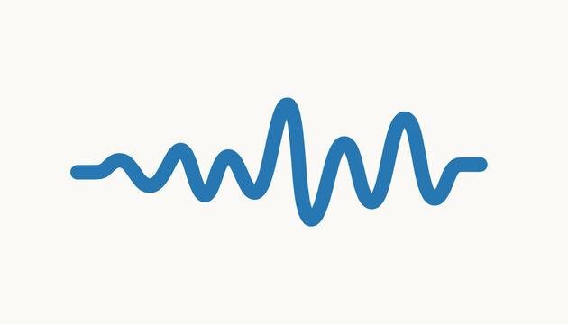 Abstract blue sound wave frequency line illustration representing audio technology music rhythm or digital data signal patterns.