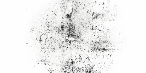 Fototapeta premium Abstract black ink splatter on white background, dense grunge dust blot with rough distressed edges, bold design for overlay, poster and creative backdrop.