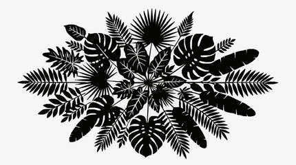 Tropical Monstera and Palm Leaf Silhouette Collection. © Azkal