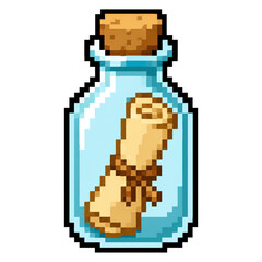 Obraz premium Message in a Bottle Pixel Art Icon
