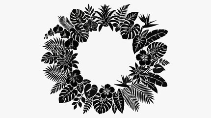 Tropical Leaf Wreath Silhouette Design. © Siap
