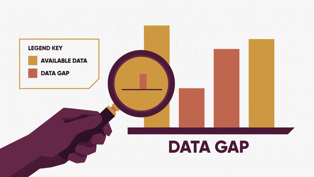 Data Gap Analysis Concept with Magnifying Glass and Bar Chart