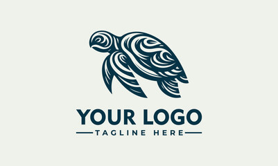 Stylized sea turtle vector logo illustration for marine nature design © nuaari