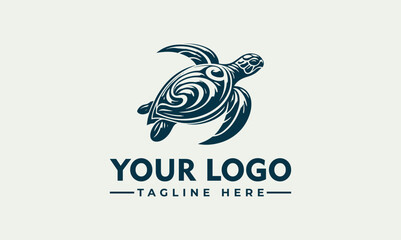 Sea turtle ocean animal logo vector illustration for marine business © nuaari