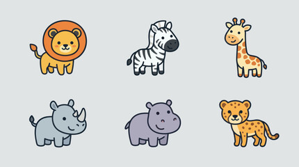 Collection of cute cartoon safari animals © Yoamn