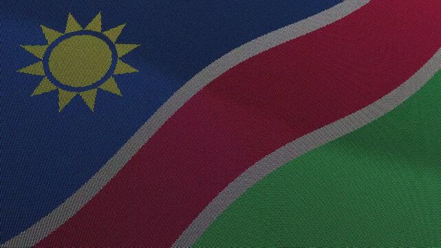 Namibia Flag Digital Particle Waving Seamless Loop Animation on Black Background