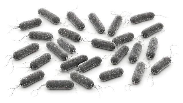 Escherichia coli Bacteria SEM Style Ultra Realistic Scanning Electron Microscope Scientific Illustration