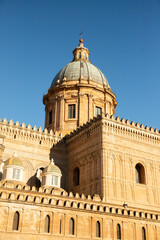 Obraz premium Detail of the bluish dome of Palermo Cathedral, located in Sicily, Italy.